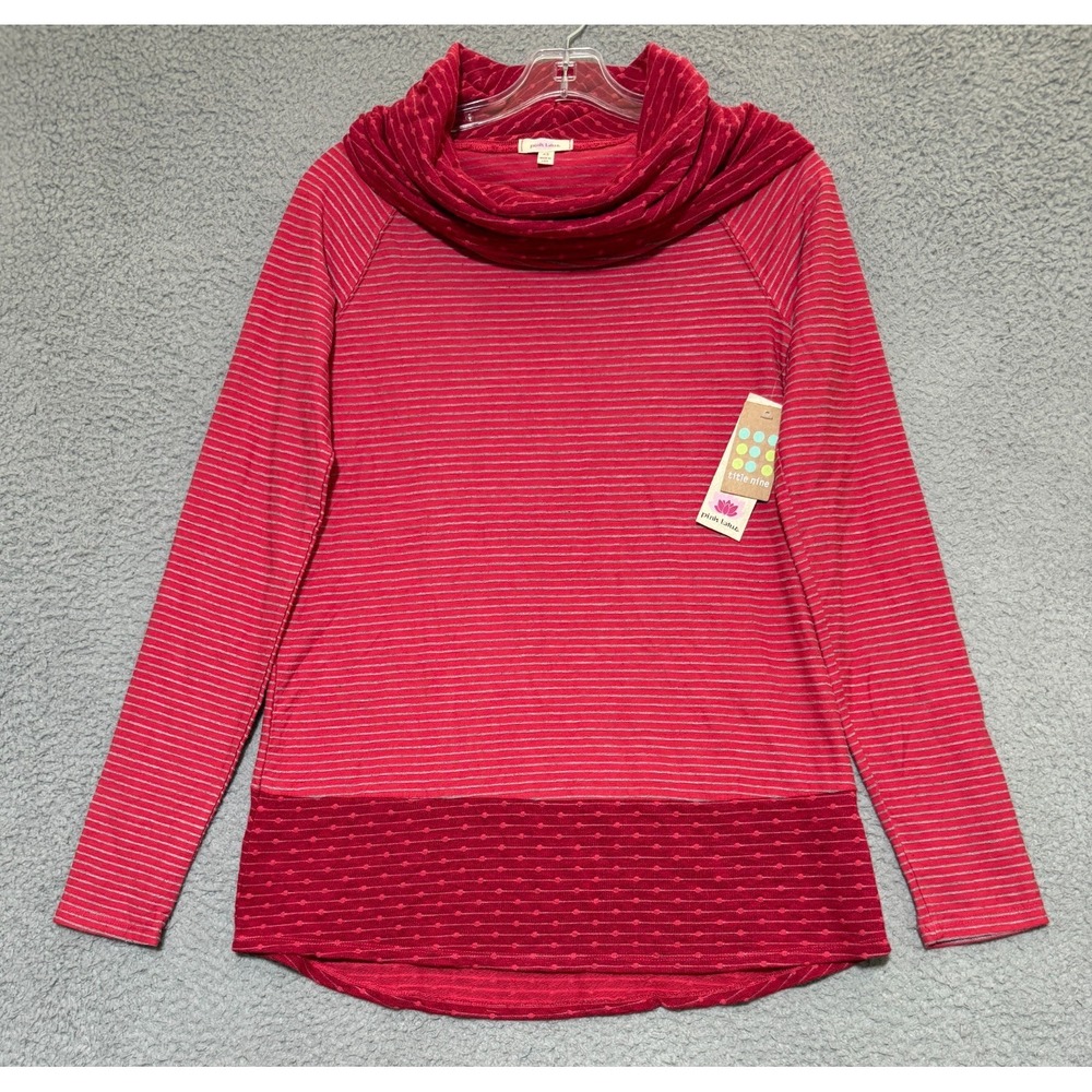 NEW Pink Lotus Cowl Neck Long Sleeve Striped oversized shirt Womens Size XS